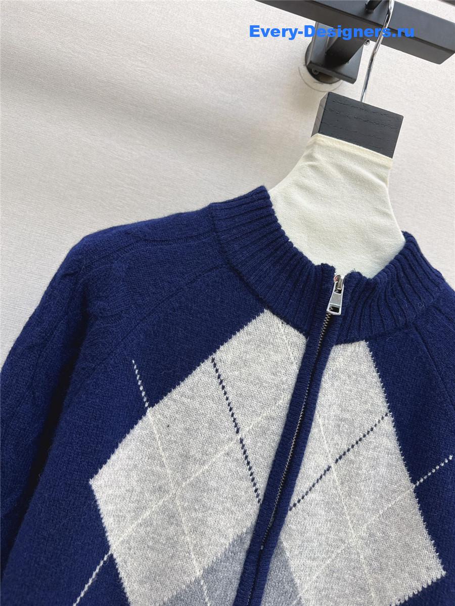 Ce1i*e zip-up argyle cardigan navy