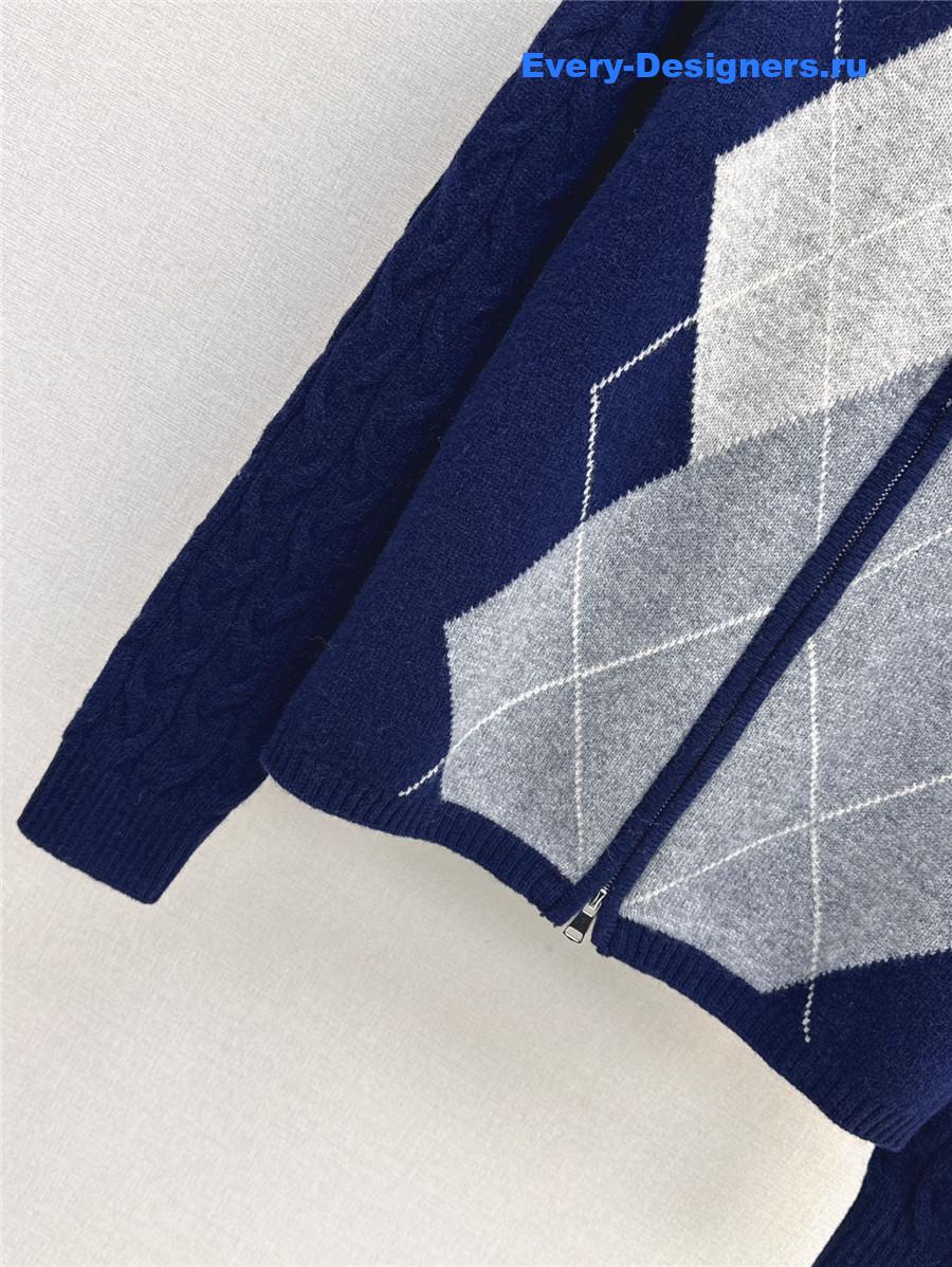 Ce1i*e zip-up argyle cardigan navy