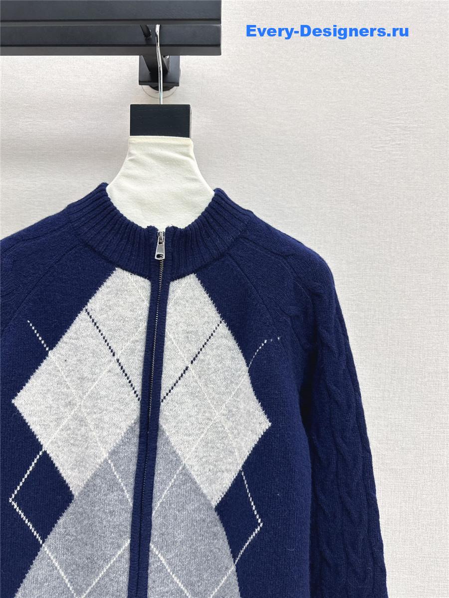 Ce1i*e zip-up argyle cardigan navy