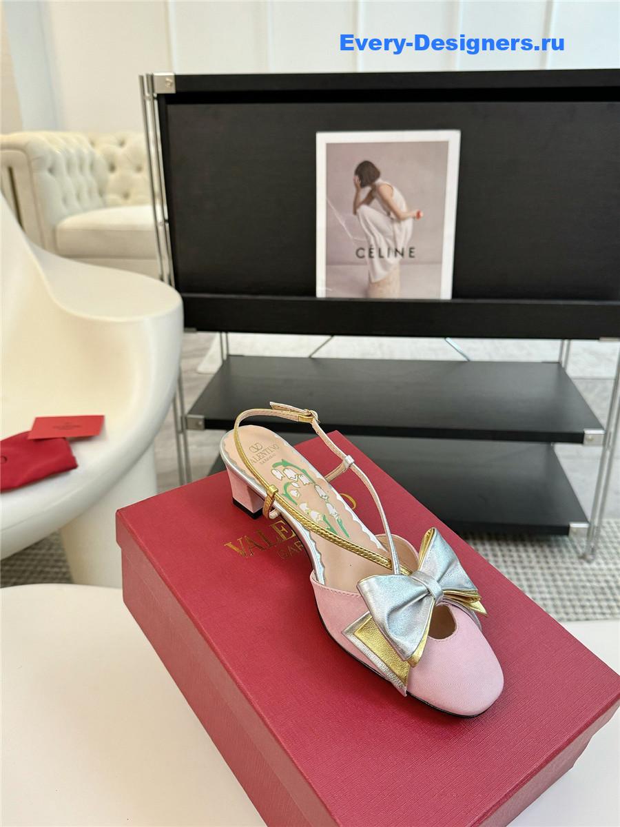 Va1e*ntin0 bowow slingback moirè pumps in pink/silver