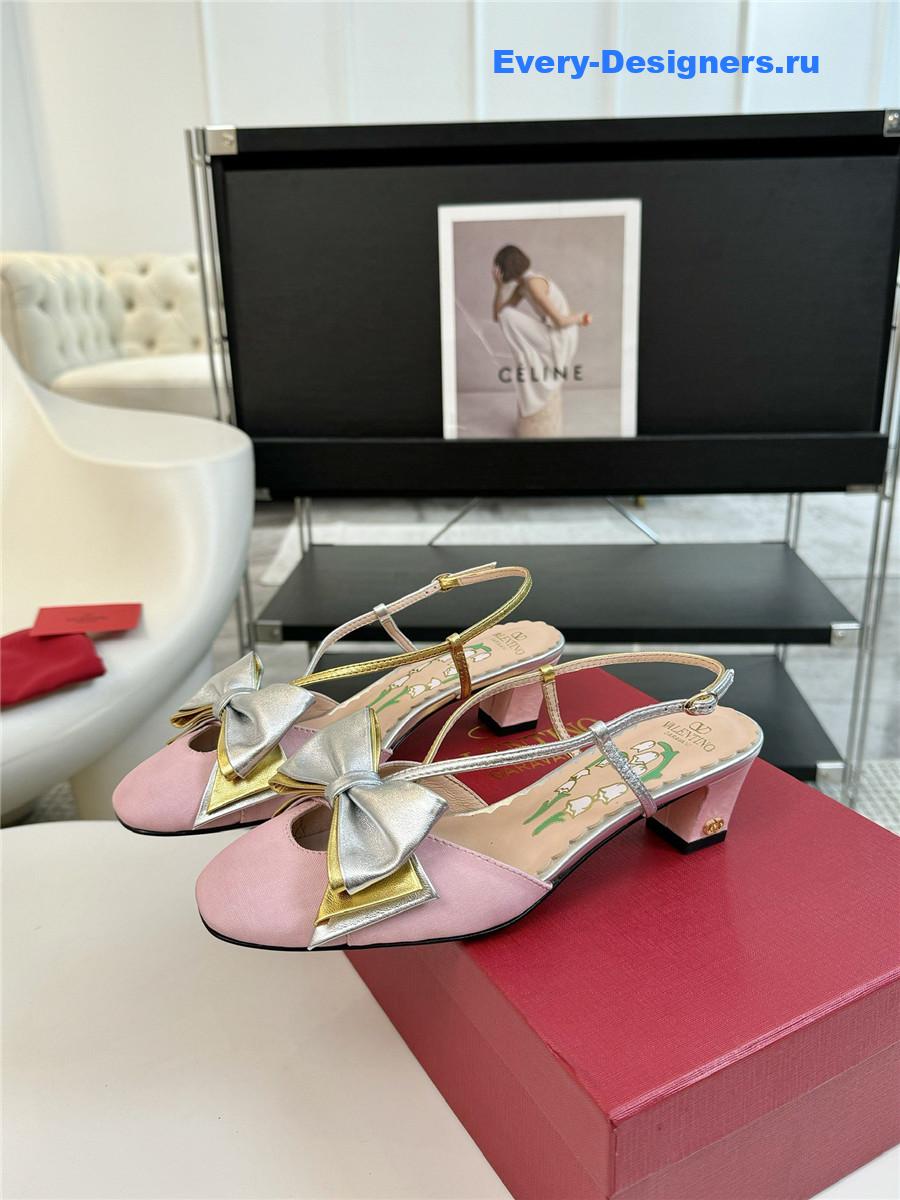 Va1e*ntin0 bowow slingback moirè pumps in pink/silver