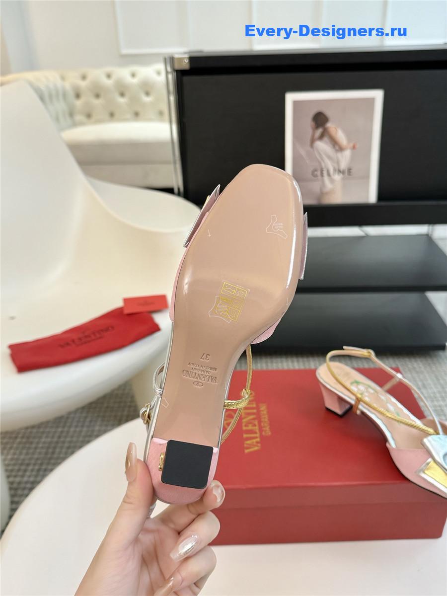 Va1e*ntin0 bowow slingback moirè pumps in pink/silver