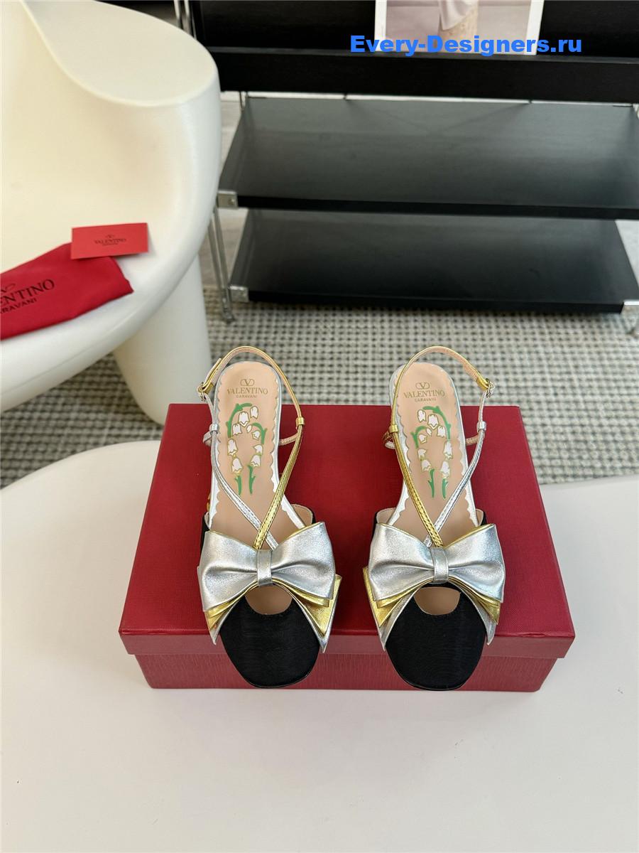 Va1e*ntin0 bowow slingback moirè pumps in black/silver