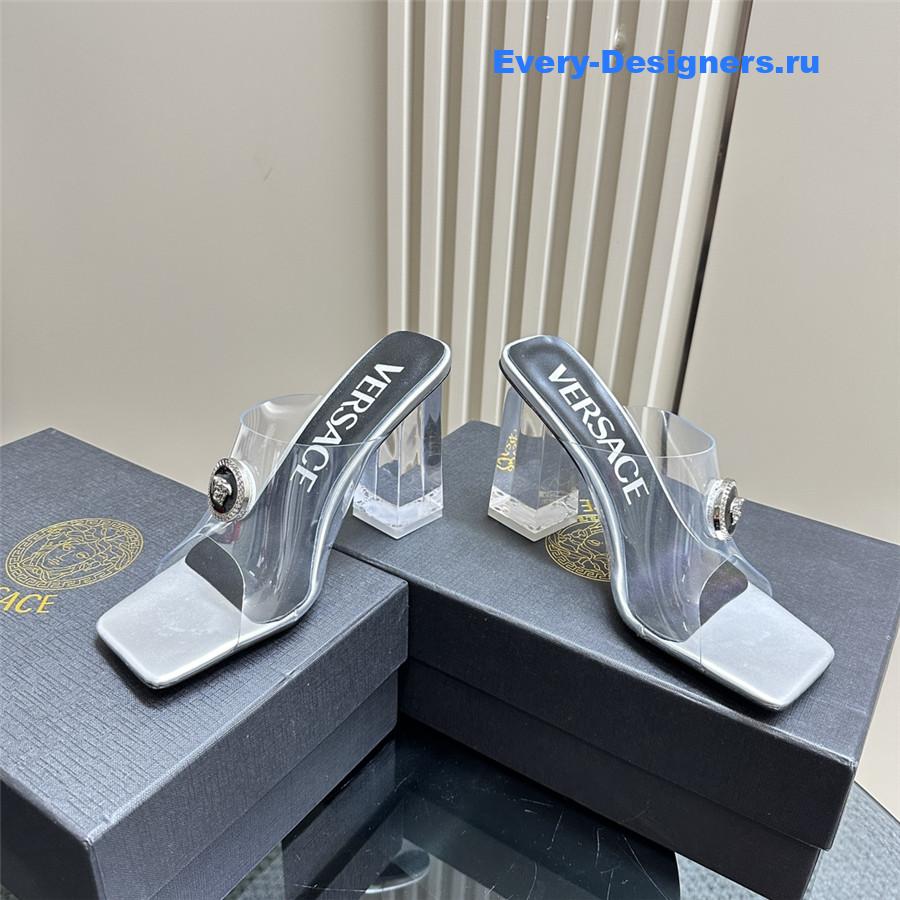 Versace crystal block heel high heel sandals