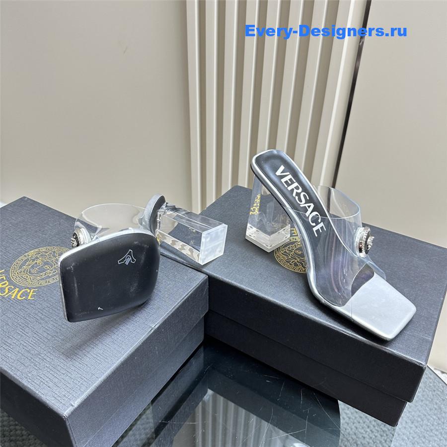 Versace crystal block heel high heel sandals