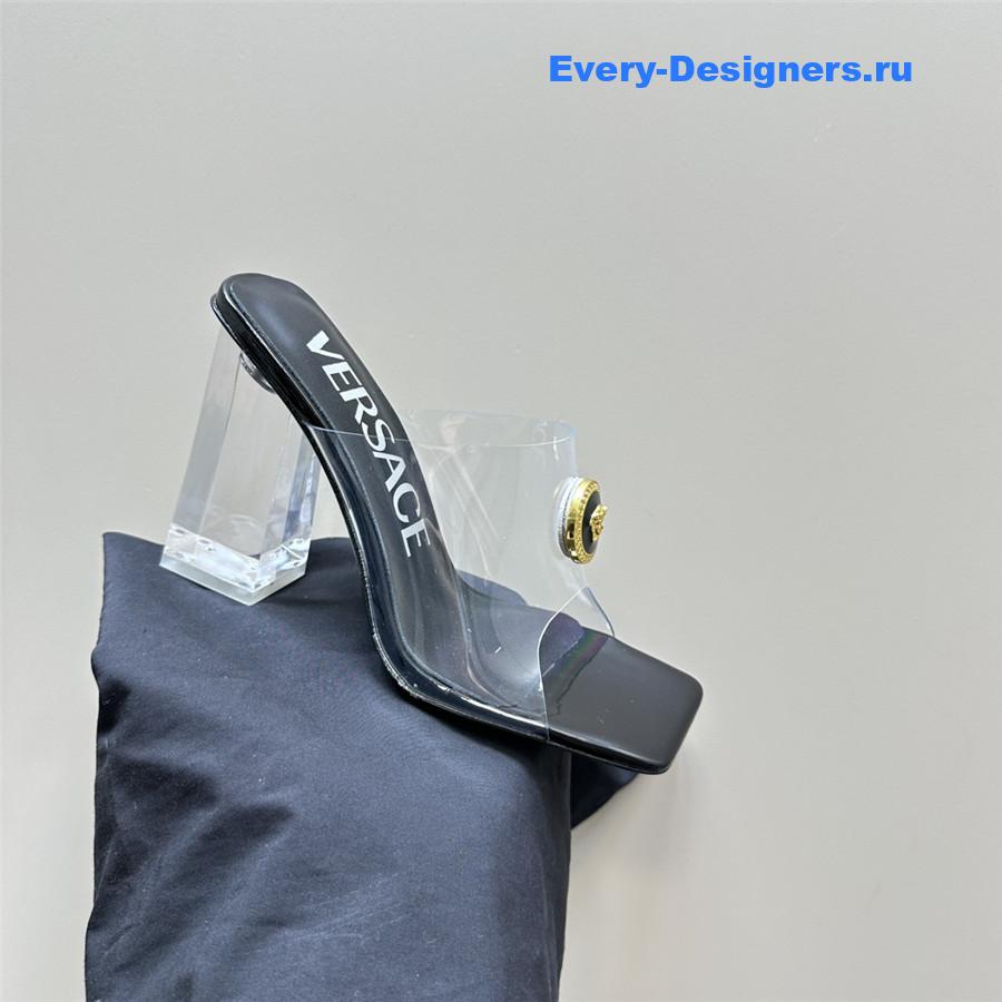 Versace crystal block heel high heel sandals