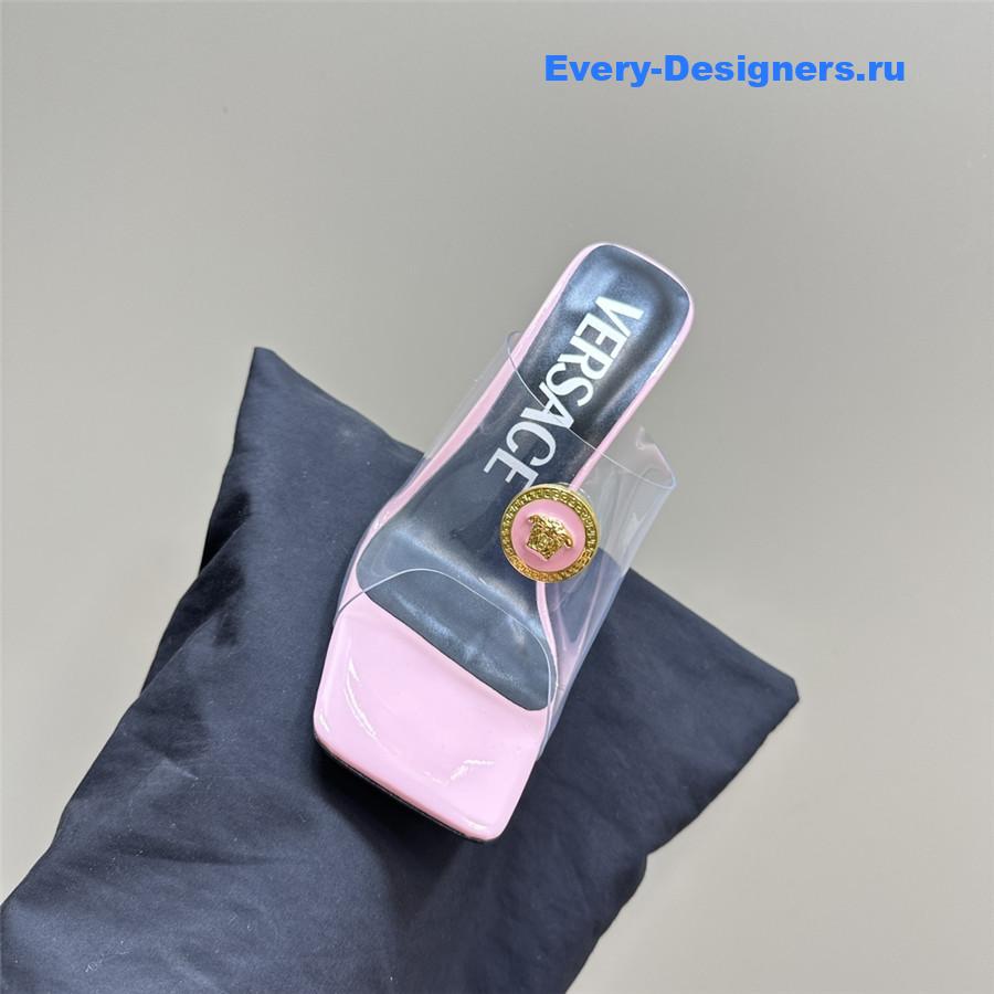 Versace crystal block heel high heel sandals