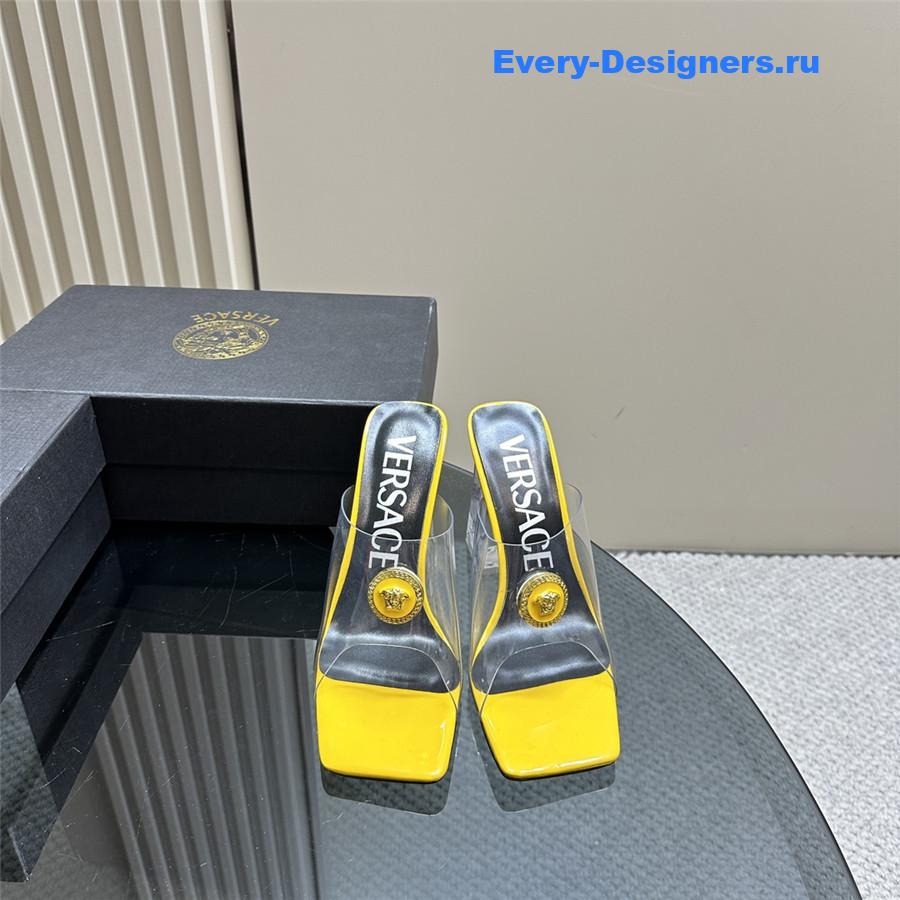 Versace crystal block heel high heel sandals