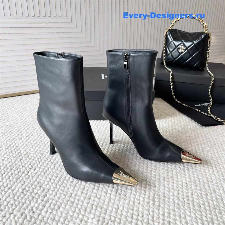 Sa1nt Lau*nt metal toe high heel ankle boots