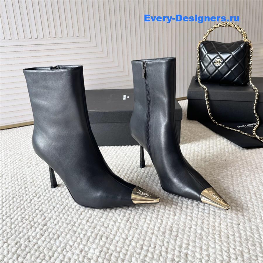 Sa1nt Lau*nt metal toe high heel ankle boots