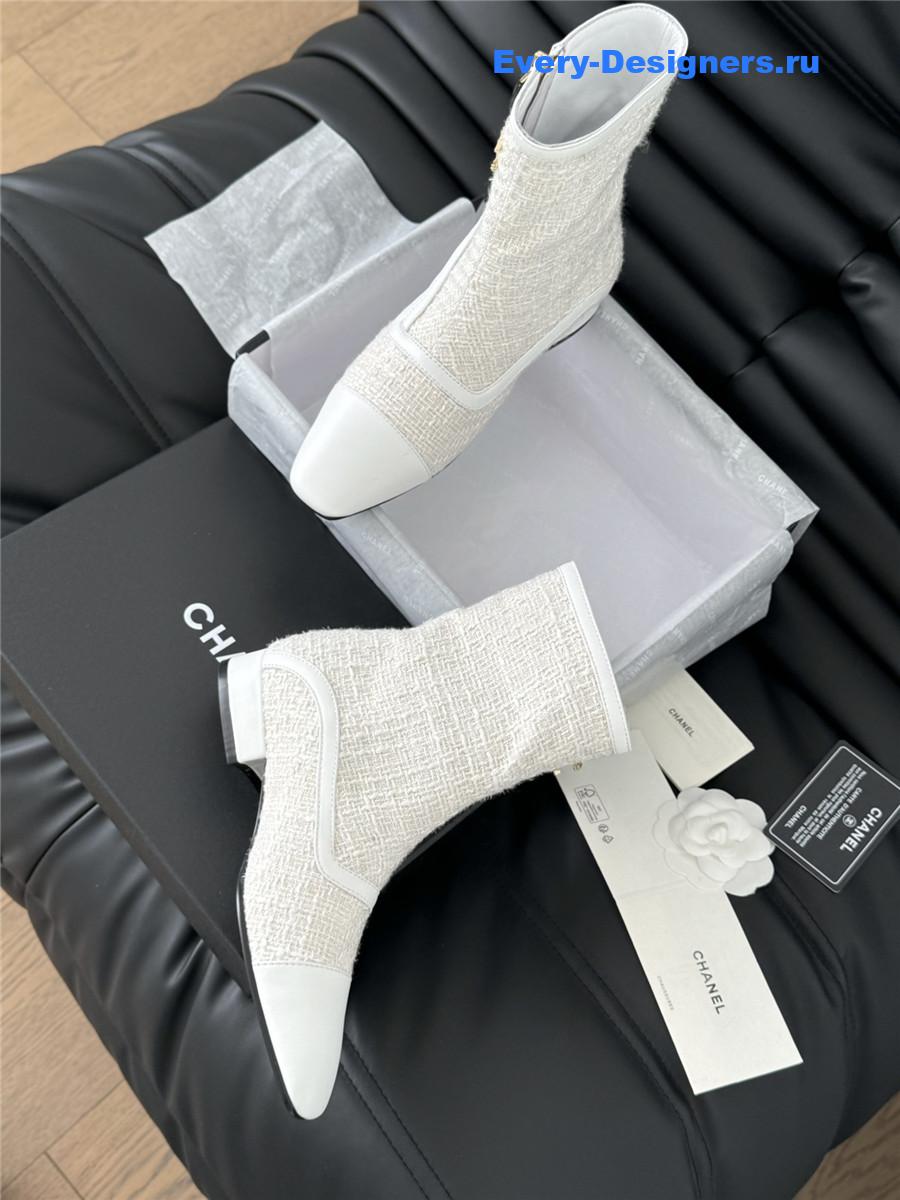 Ch**el logo tweed ankle boots