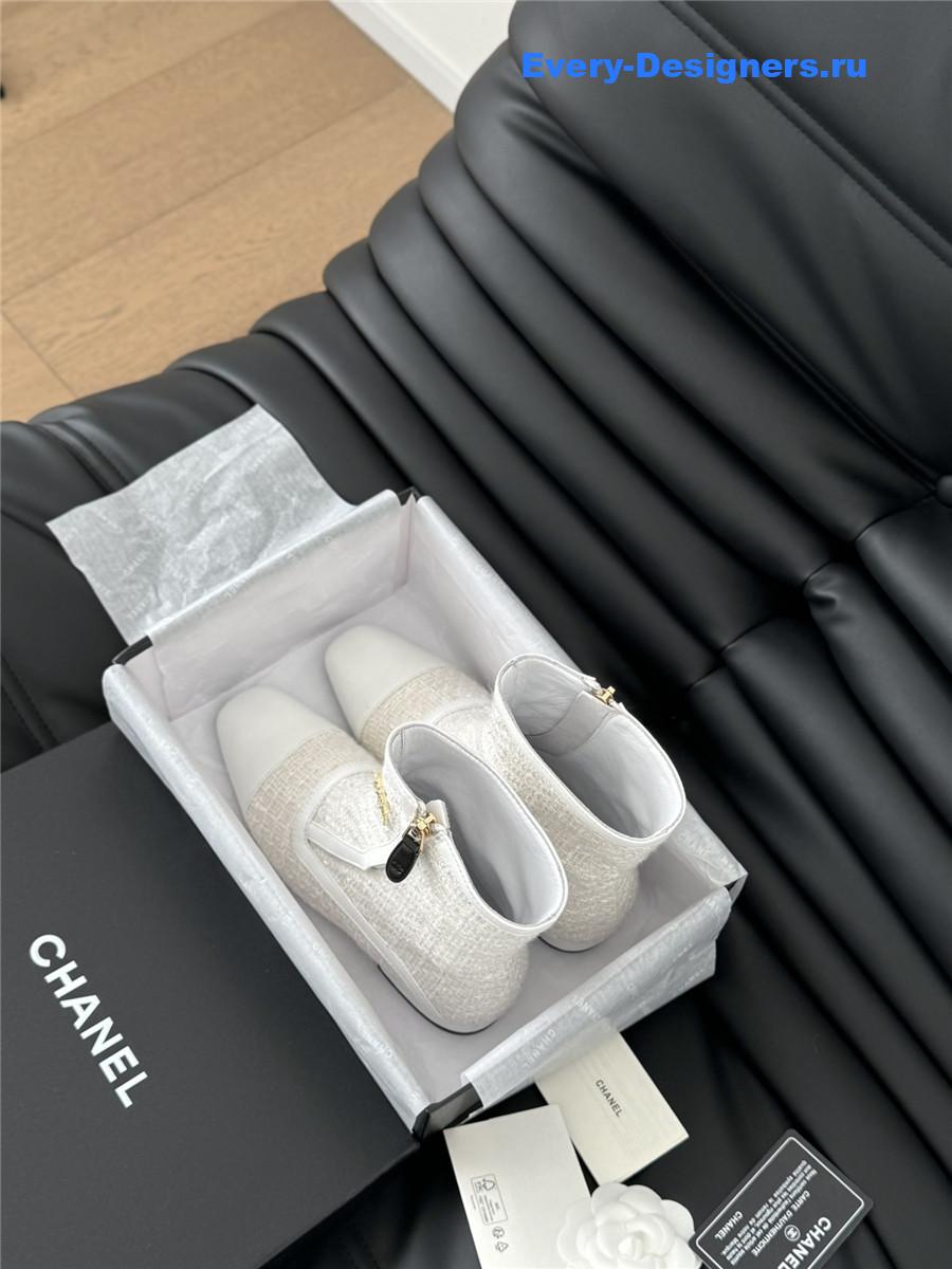 Ch**el logo tweed ankle boots