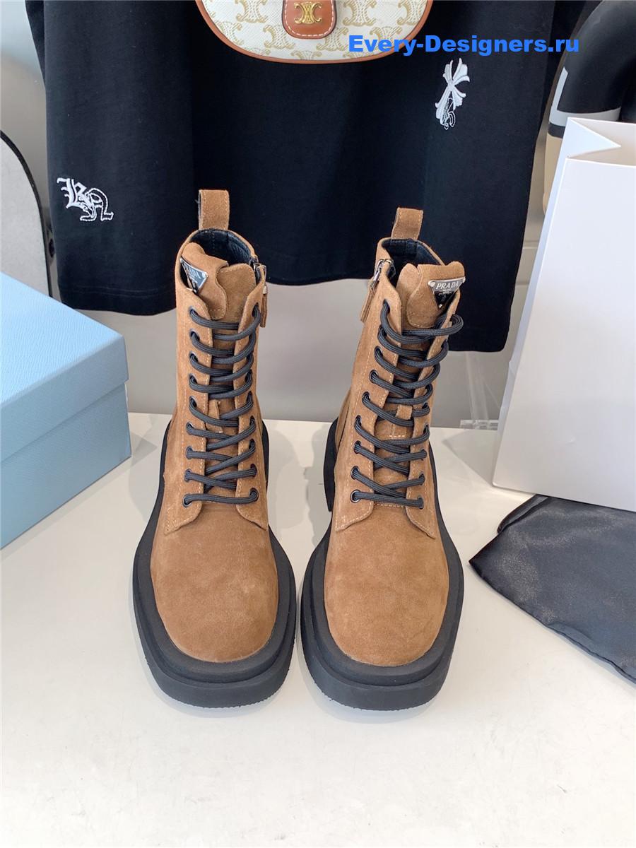 Pra*a suede triangle logo high top boots