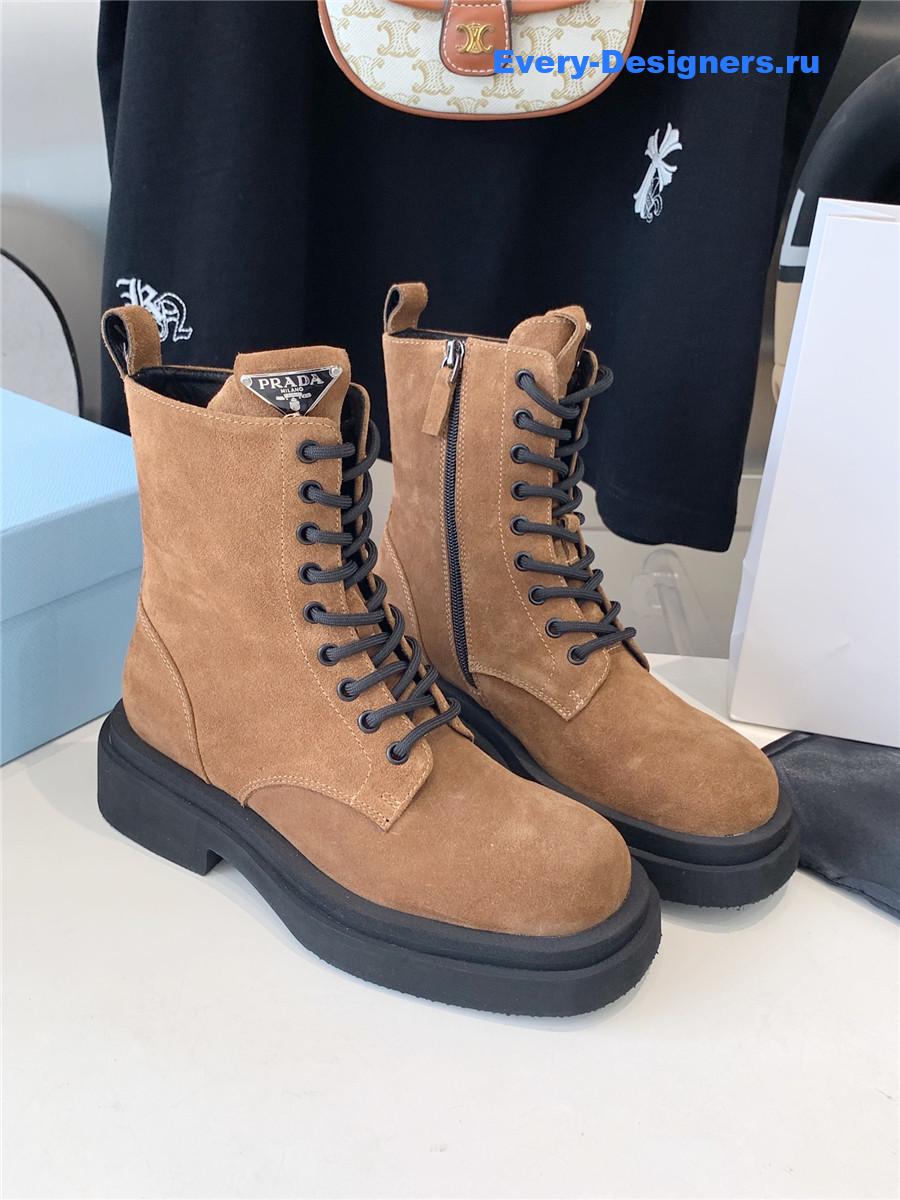 Pra*a suede triangle logo high top boots