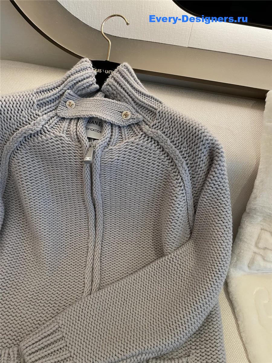 Ch**el wool zip-up sweater