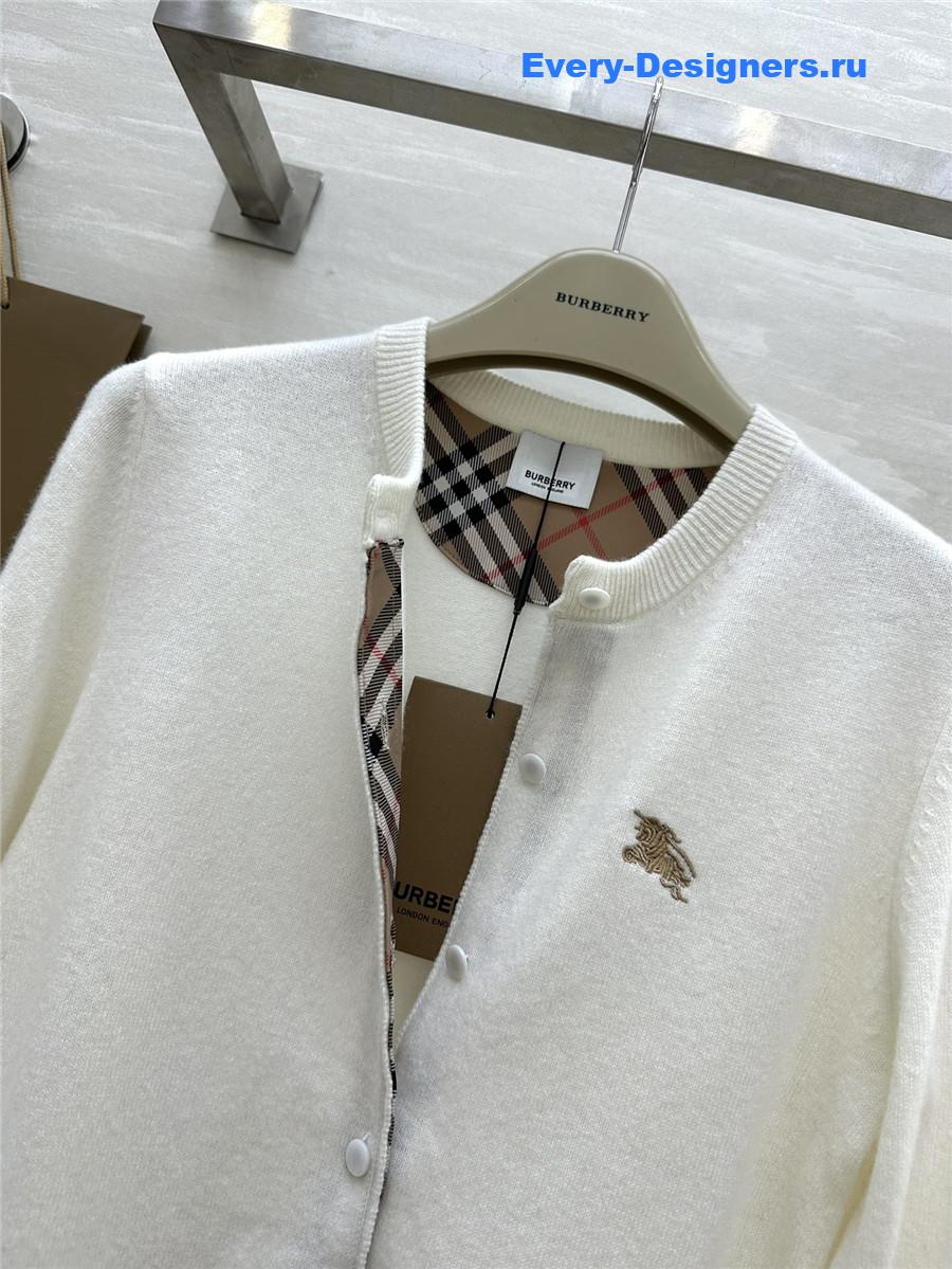 Bv*b*rry check wool knit cardigan white