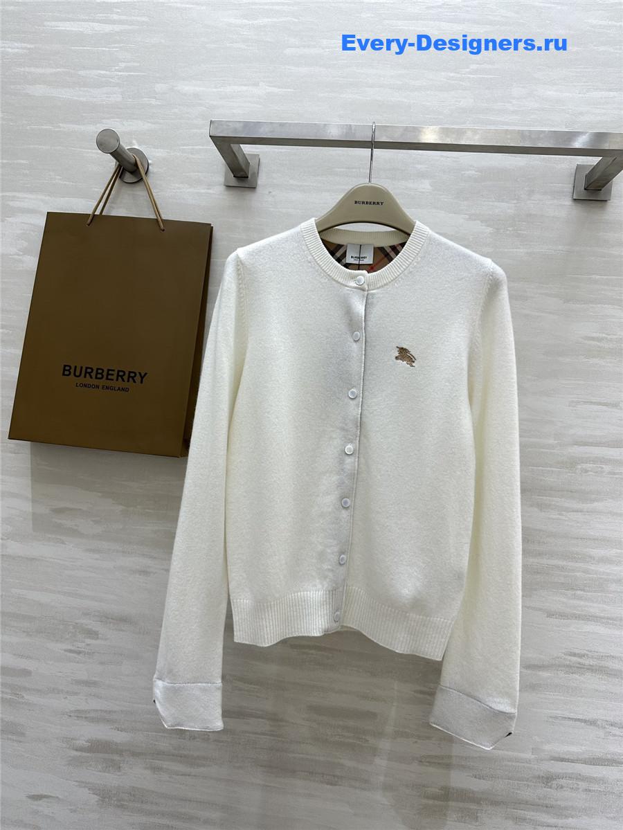 Bv*b*rry check wool knit cardigan white