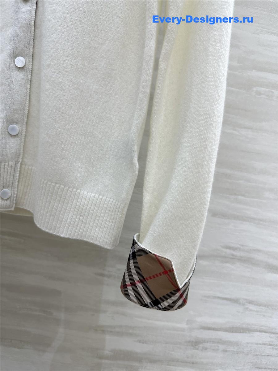Bv*b*rry check wool knit cardigan white