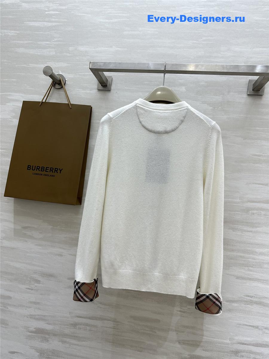 Bv*b*rry check wool knit cardigan white
