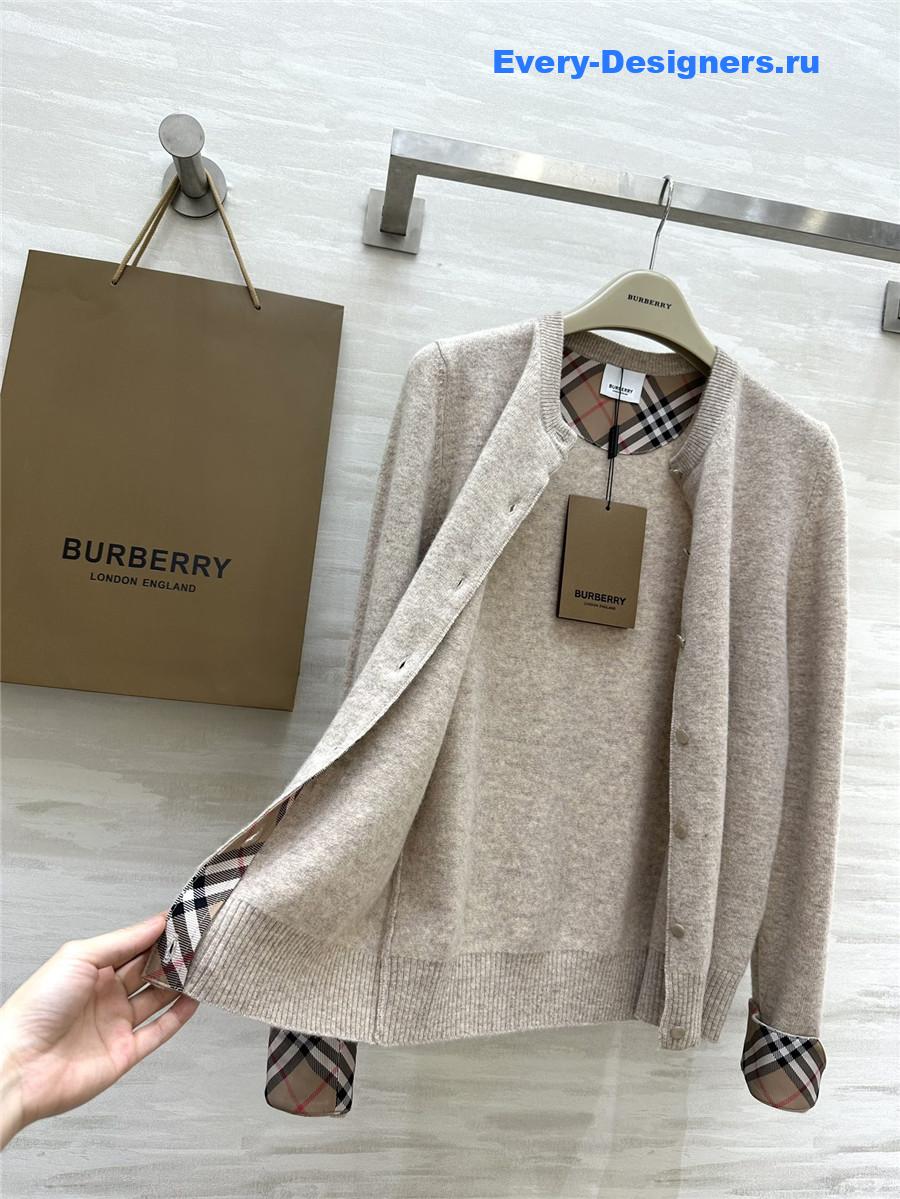 Bv*b*rry check wool knit cardigan beige