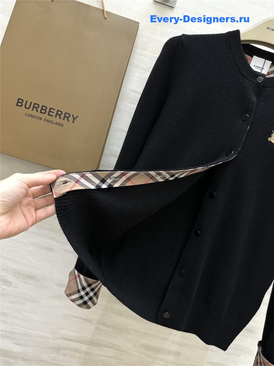 Bv*b*rry check wool knit cardigan black