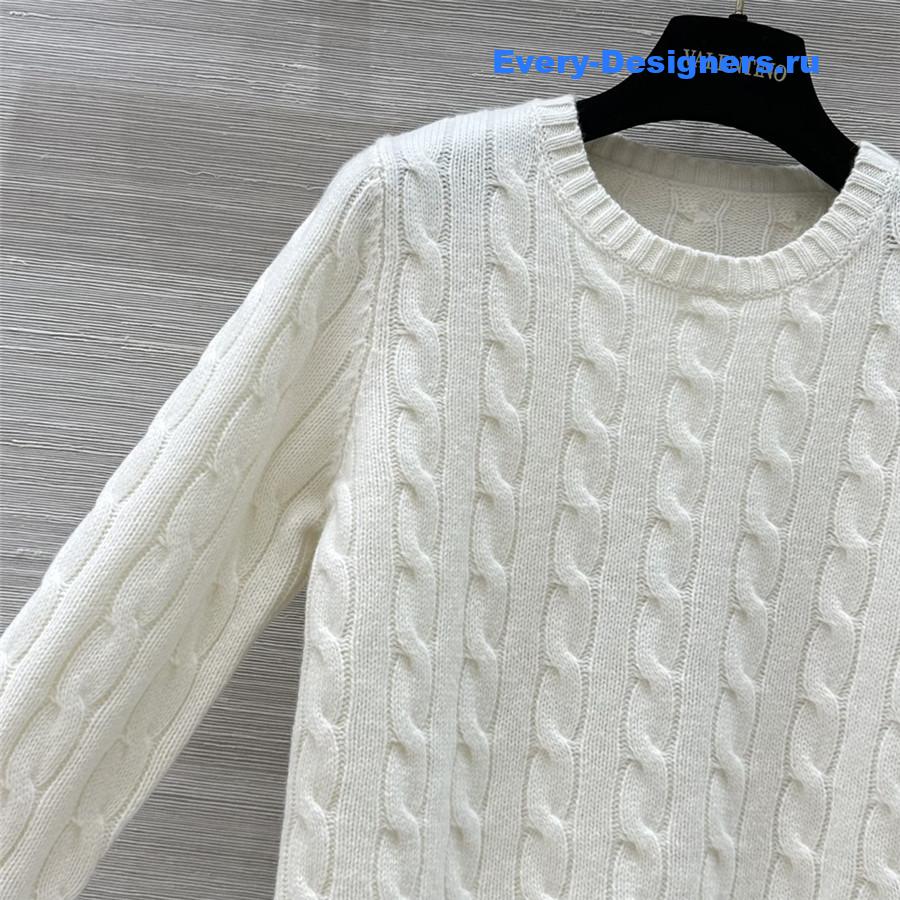 Va1e*ntin0 lace cuffs cashmere sweater white