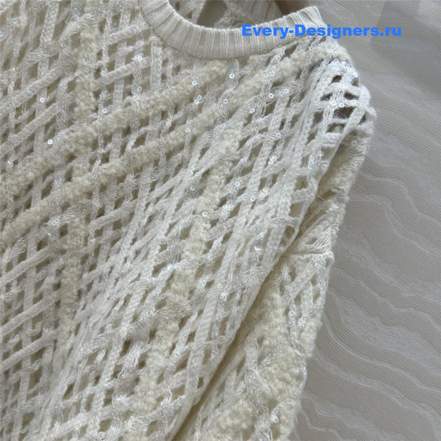 BC Sequin Crochet Sweater Ivory