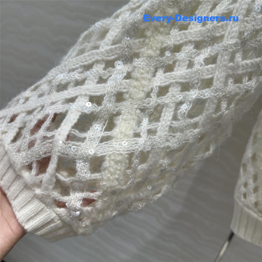 BC Sequin Crochet Sweater Ivory