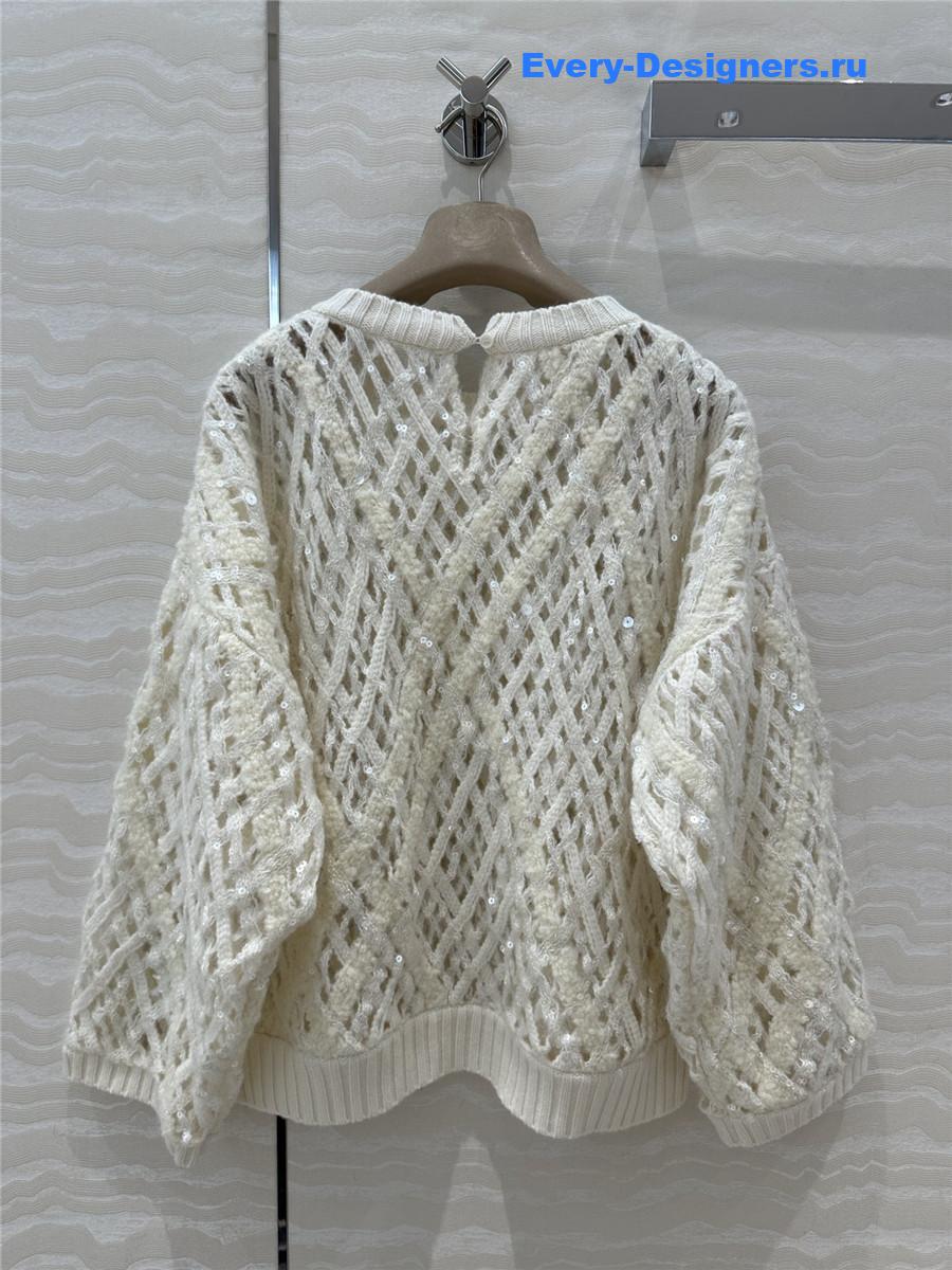 BC Sequin Crochet Sweater Ivory