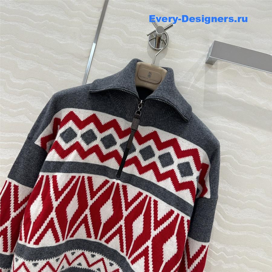 BC Retro Jacquard Turtleneck Sweater Grey