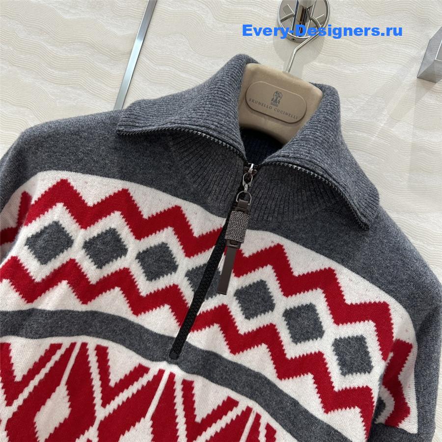 BC Retro Jacquard Turtleneck Sweater Grey