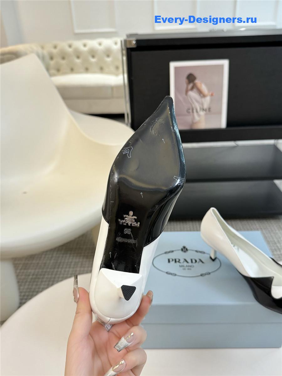 Pra*a smooth leather pumps black/white