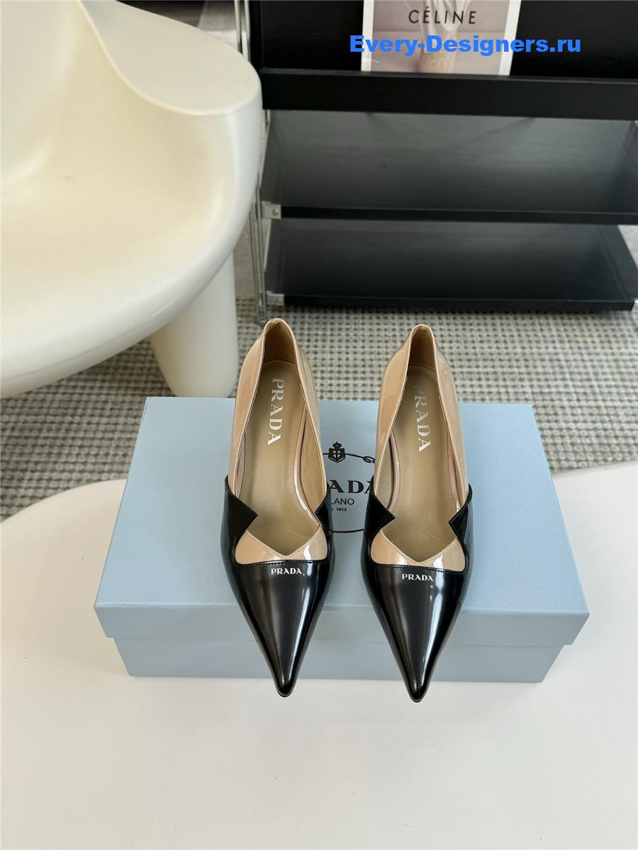 Pra*a smooth leather pumps black/nude