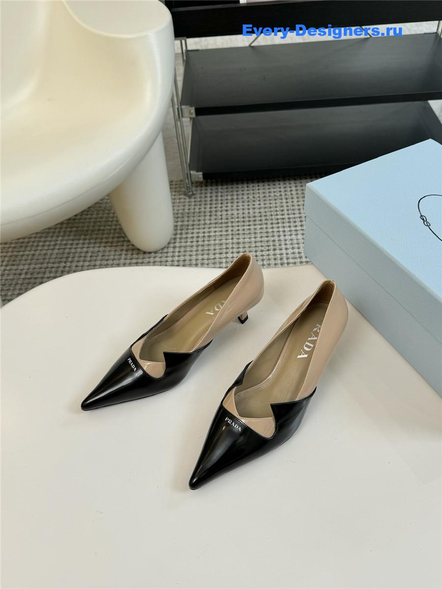 Pra*a smooth leather pumps black/nude