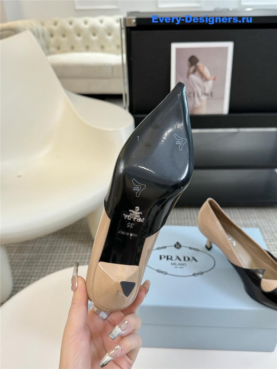 Pra*a smooth leather pumps black/nude