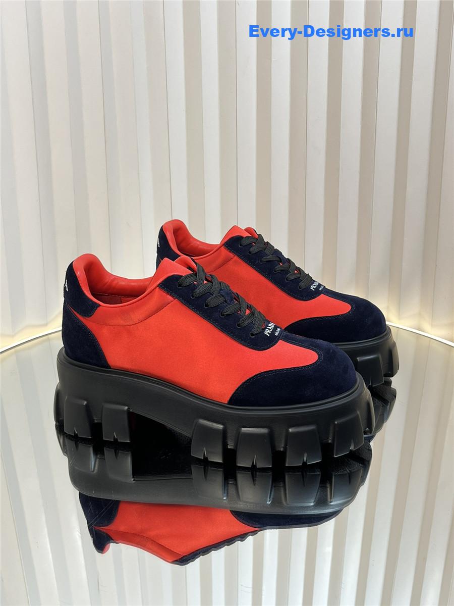 Pra*a suede low top platform sneakers orange/navy