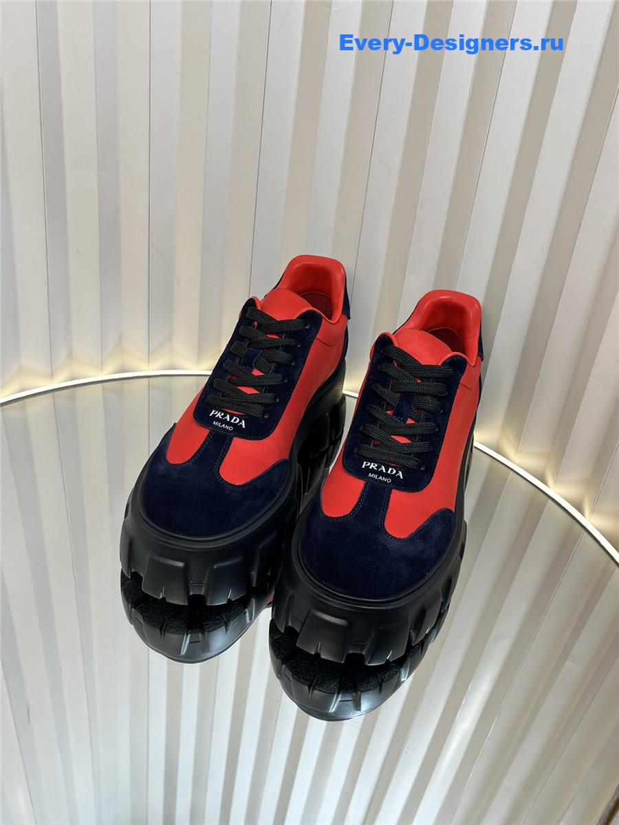 Pra*a suede low top platform sneakers orange/navy