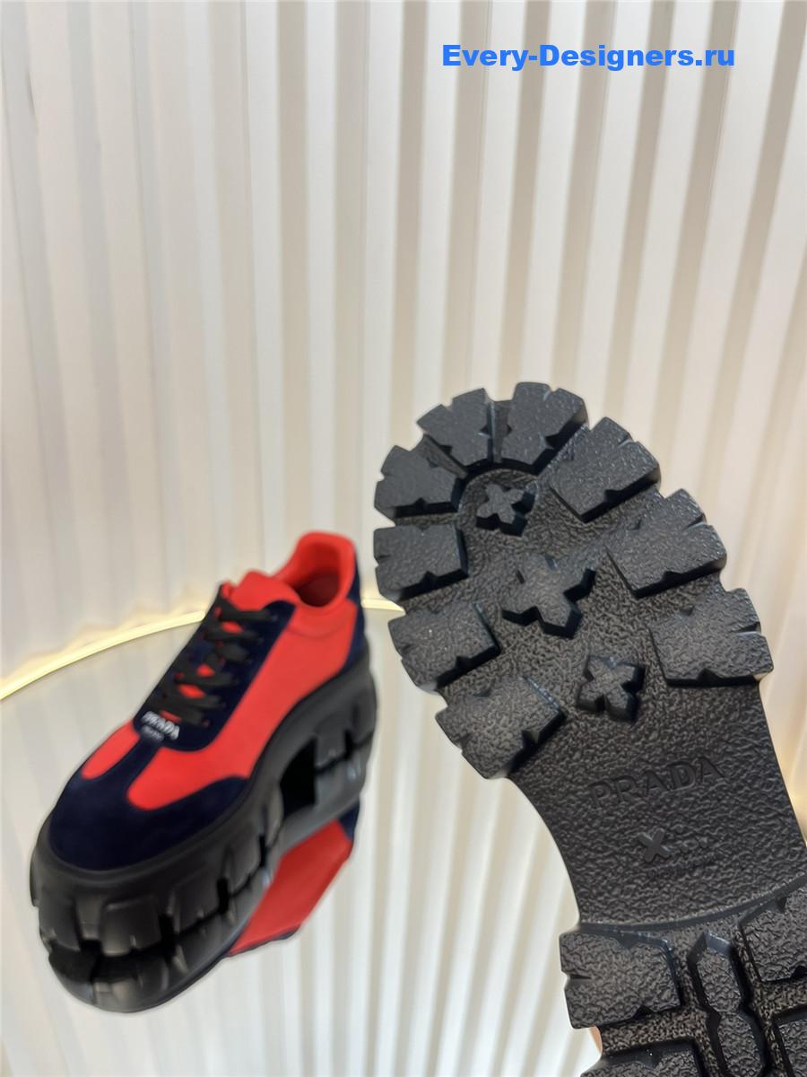 Pra*a suede low top platform sneakers orange/navy