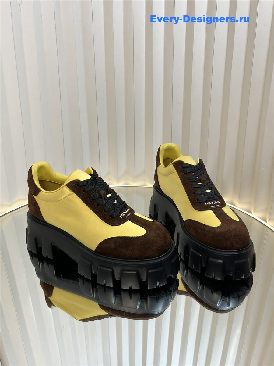 Pra*a suede low top platform sneakers yellow/brown