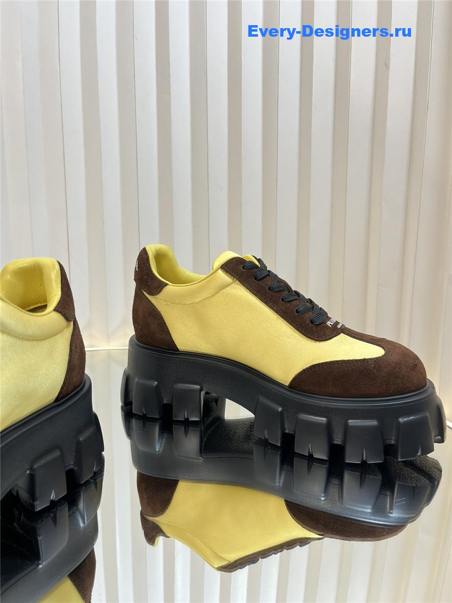 Pra*a suede low top platform sneakers yellow/brown
