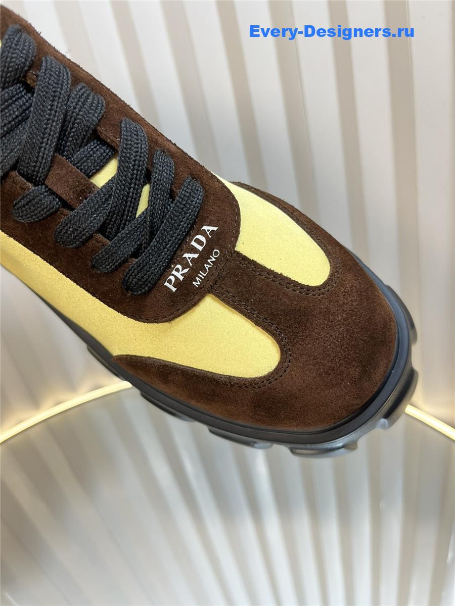 Pra*a suede low top platform sneakers yellow/brown