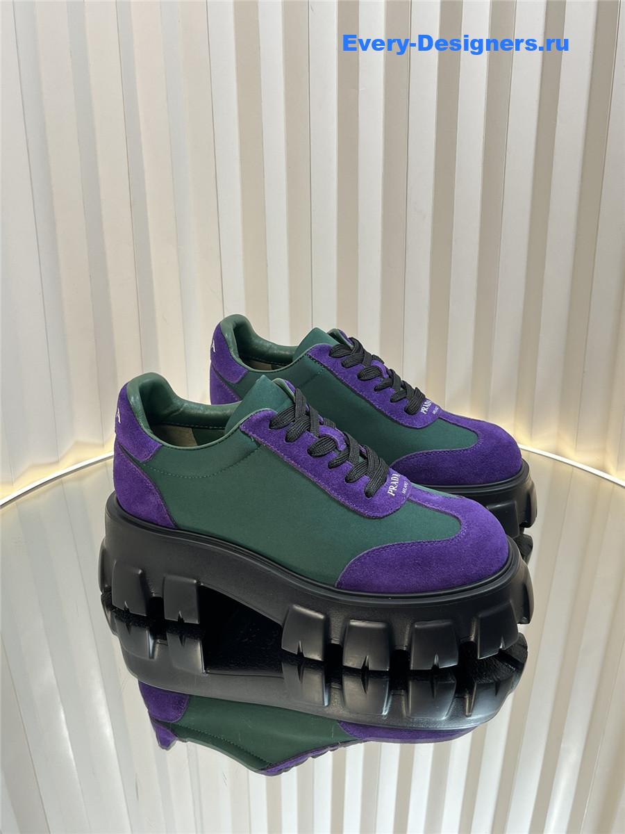 Pra*a suede low top platform sneakers purple/green