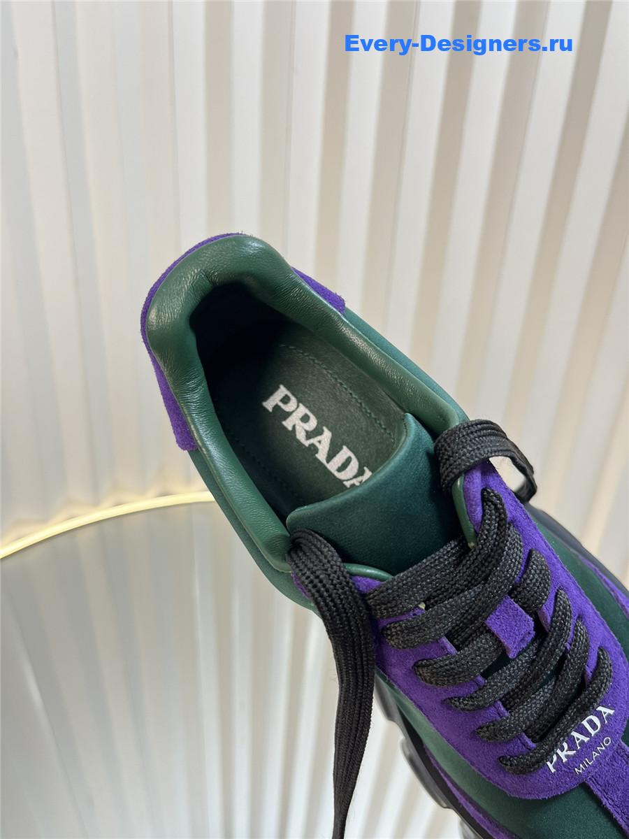 Pra*a suede low top platform sneakers purple/green