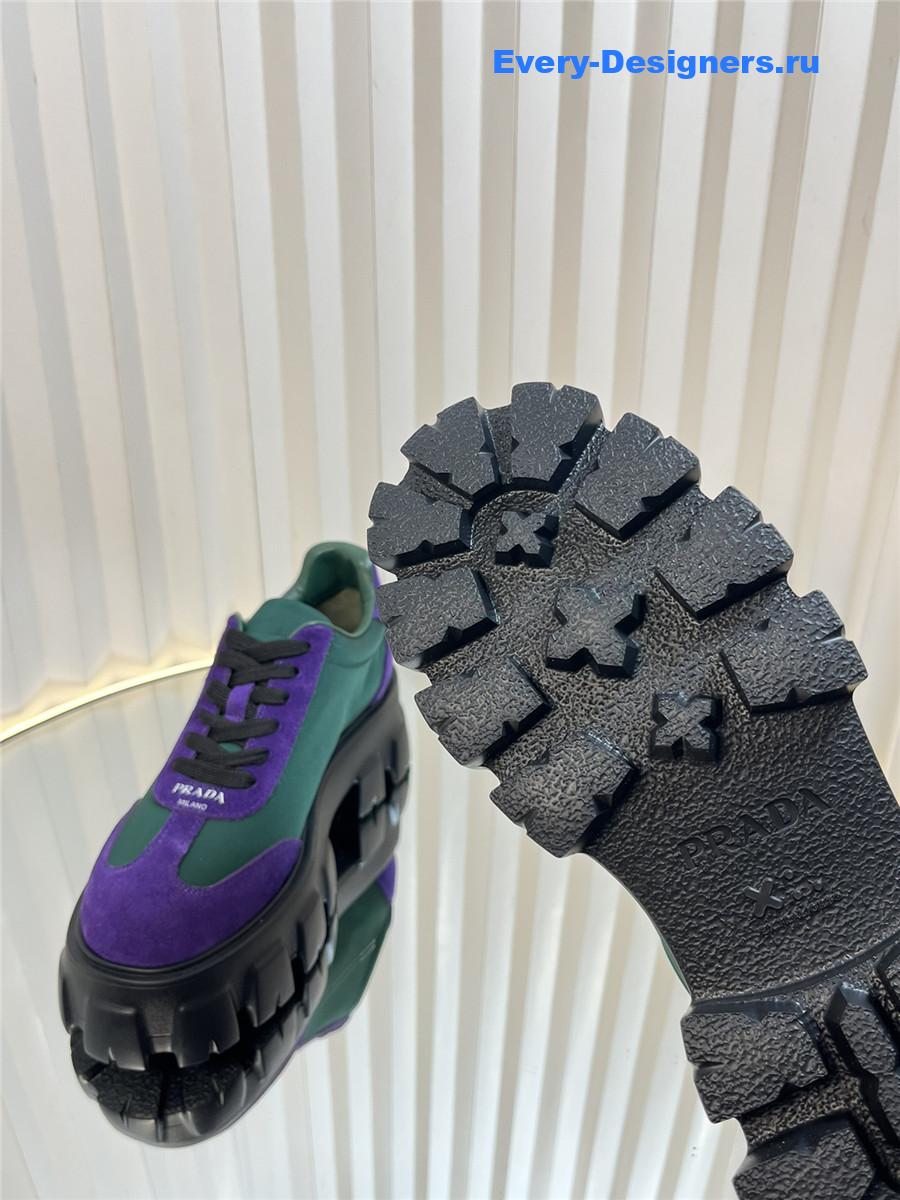 Pra*a suede low top platform sneakers purple/green