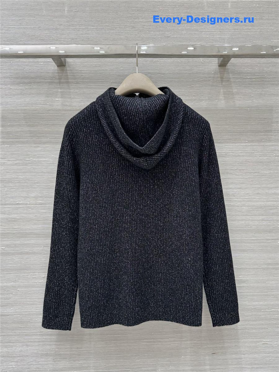 BC Half-Zip Hooded Cashmere Sweater in Grey