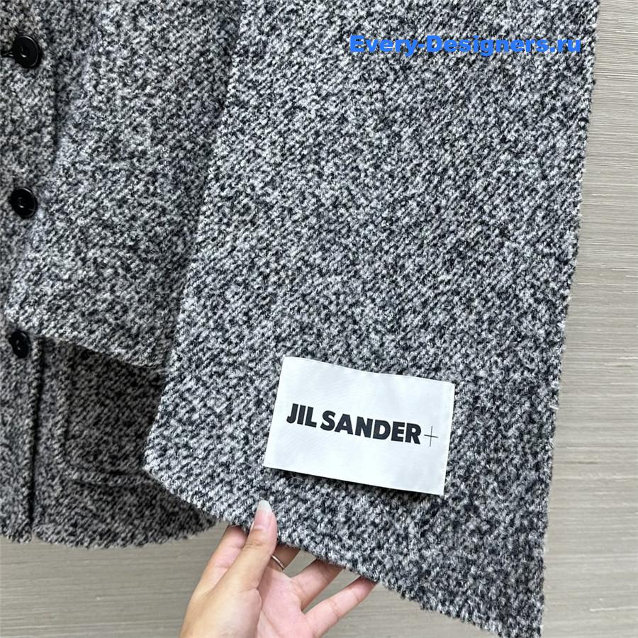 Jil sander scarf-style floral grey coat