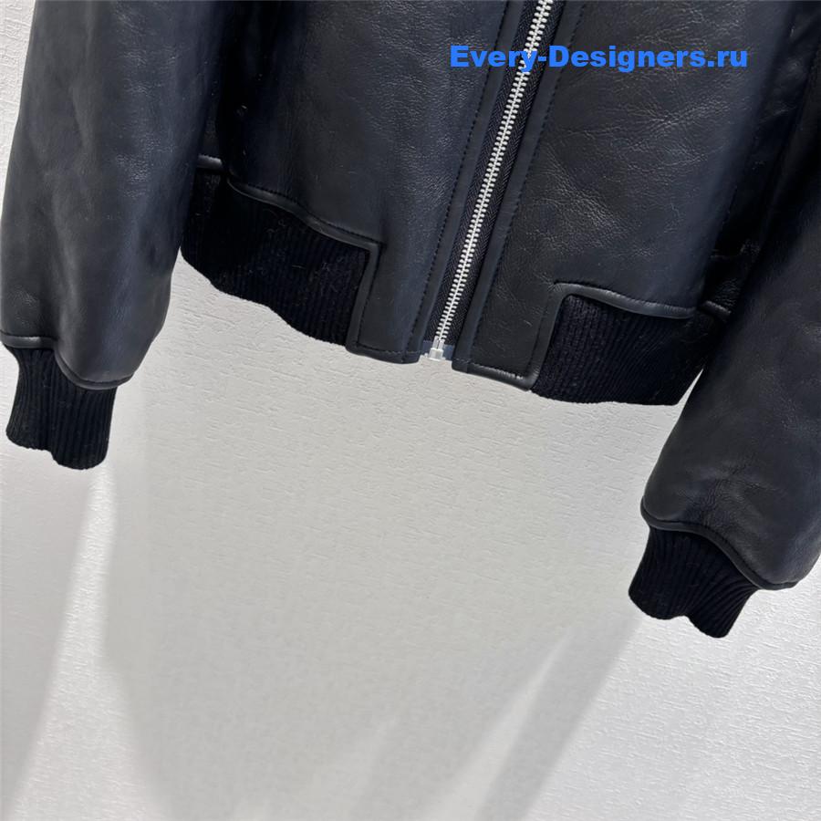 M1um1u ribbed shearling coat