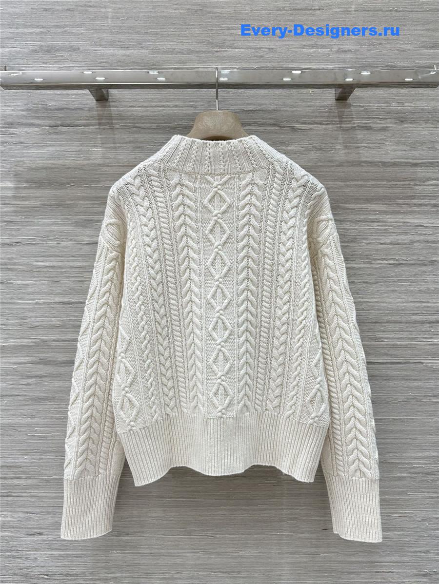 Vanitoo White Cable Cashmere Sweater