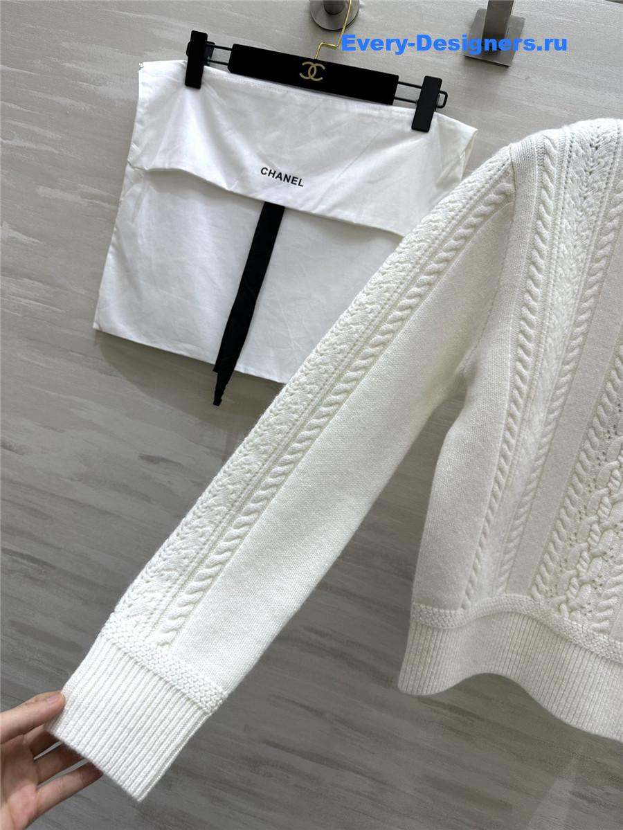 Ch**el cable knit sweater white