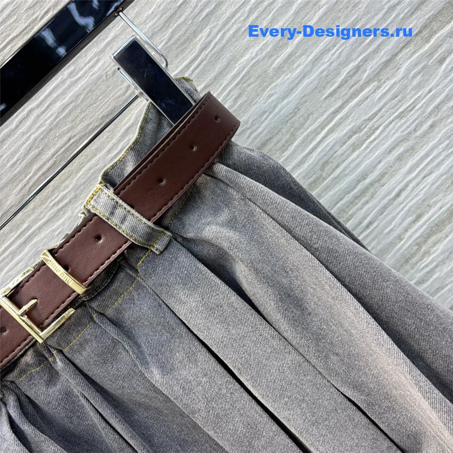 M1um1u belted pleated skirt